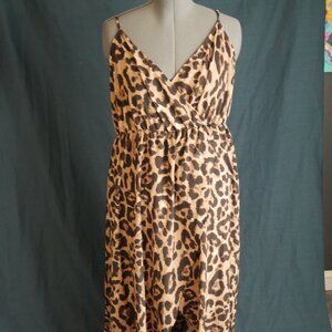 Floor length high low dress cheetah print dress size 2XL